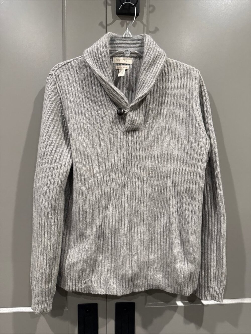 Banana Republic Men's Shawl Neck Sweater Size S  Gray Pullover Cashmere Blend